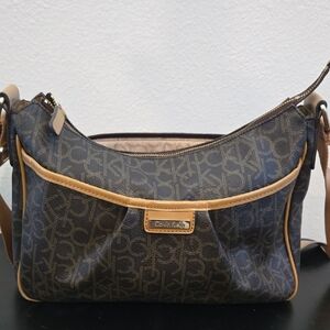 Calvin Klein Collection Brown and Tan Shoulder Bag